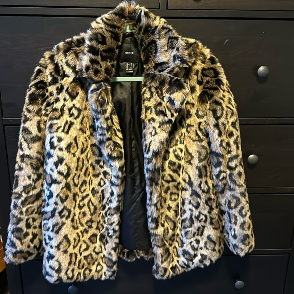 Forever 21 Leopard Print Faux Fur Coat